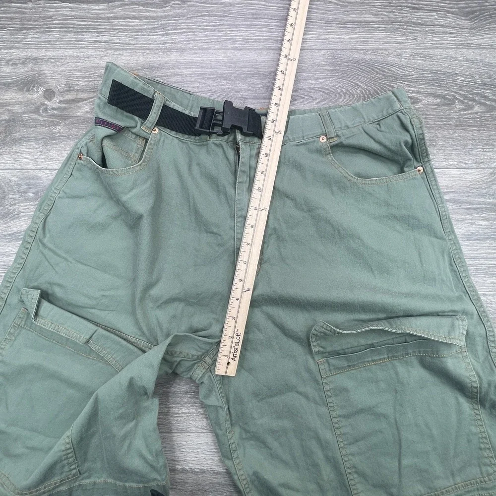 Vintage Tommy Hilfiger Cargo Shorts Mens 36 Green Belted Utility Baggy Y2K